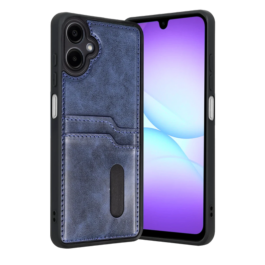Samsung Galaxy A07 4G Sara Kartvizitli Deri Kılıf - Lacivert