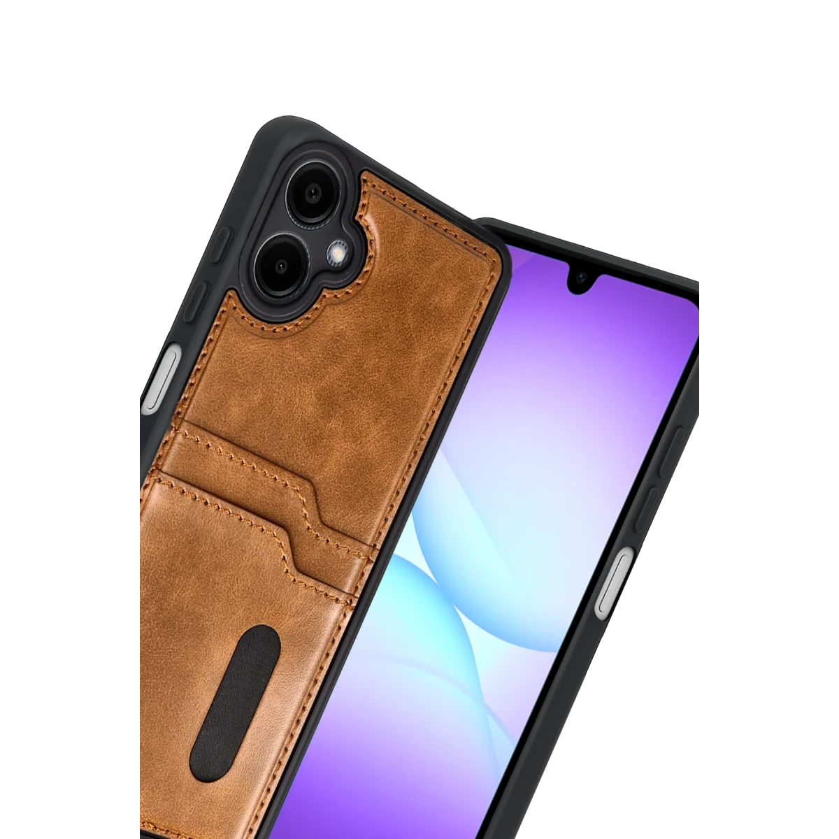 Samsung Galaxy A07 4G Sara Kartvizitli Deri Kılıf - Taba