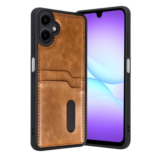 Samsung Galaxy A07 4G Sara Kartvizitli Deri Kılıf - Taba