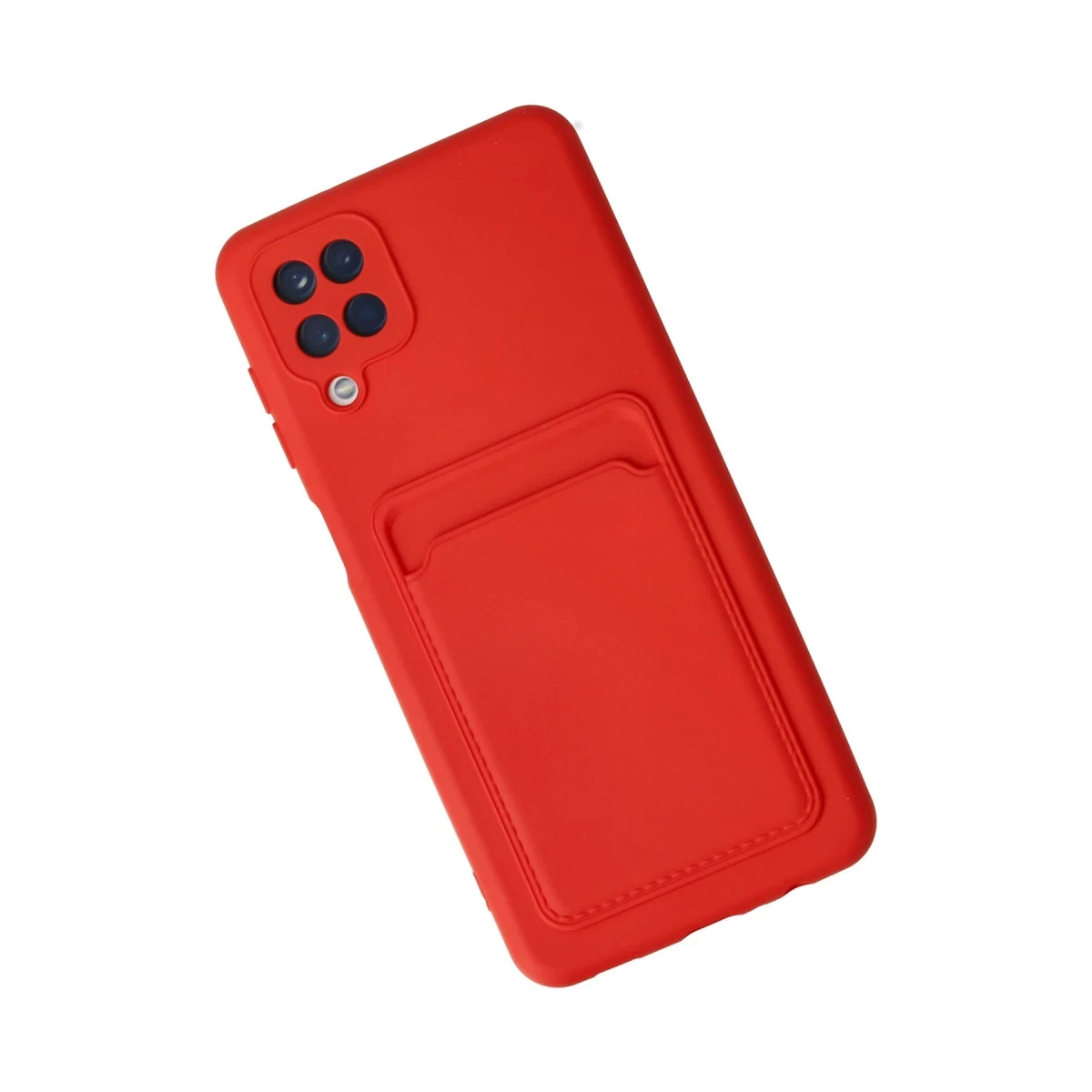 Samsung Galaxy A12 Kılıf Kelvin Kartvizitli Silikon - Kırmızı