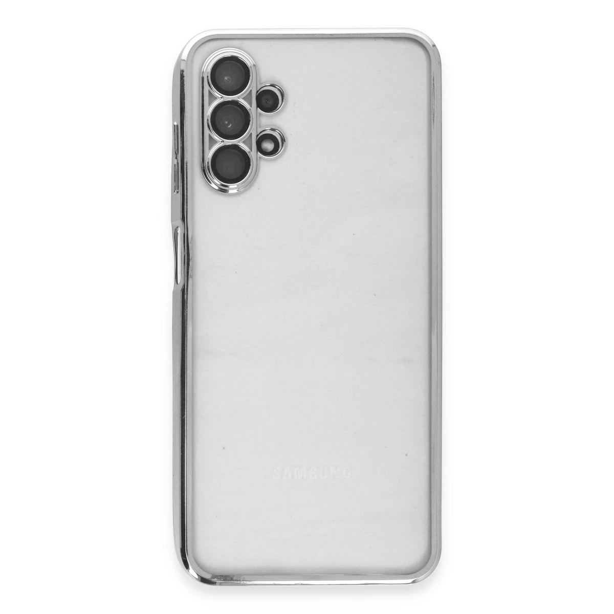 Samsung Galaxy A13 4G Kılıf Razer Lensli Silikon - Gümüş