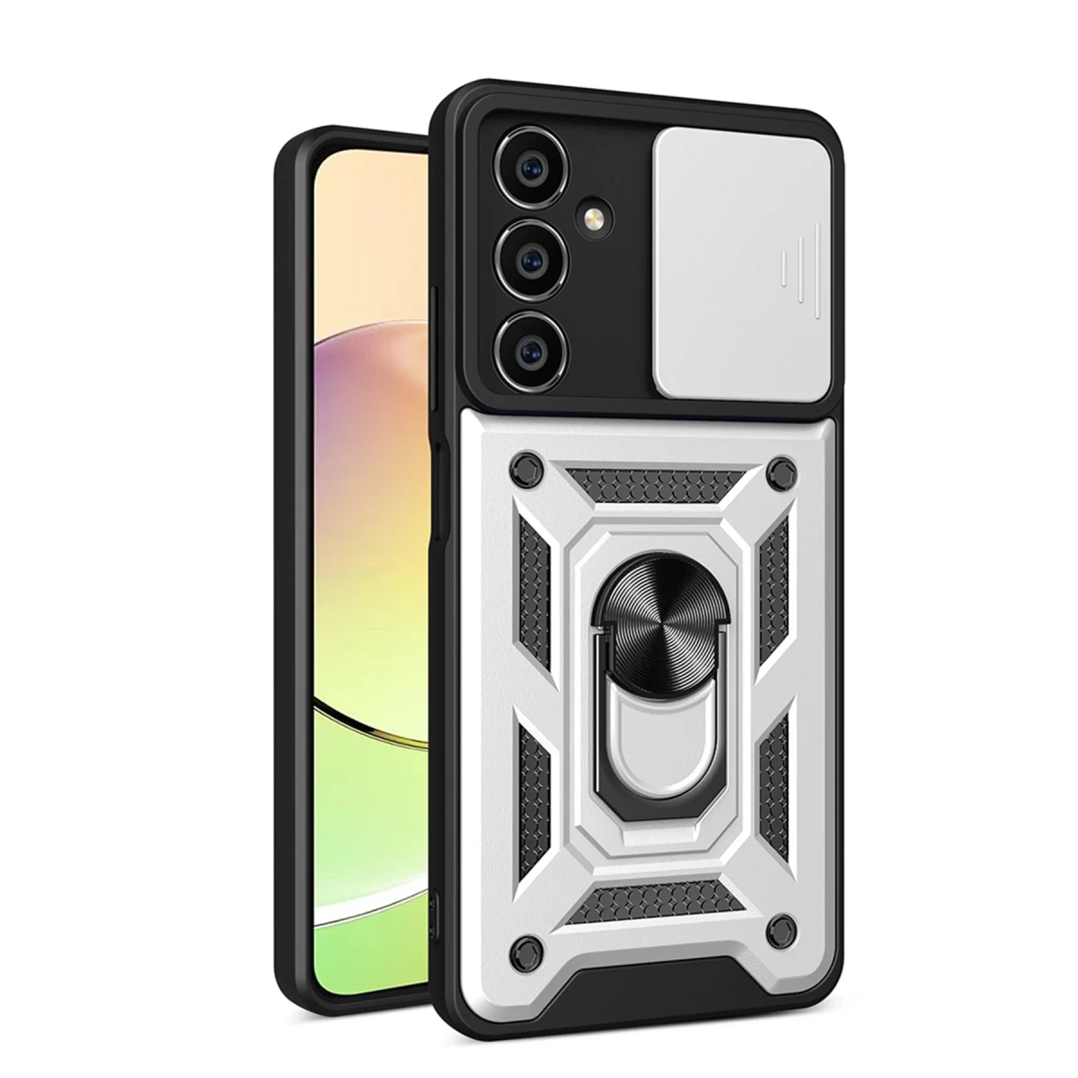 Samsung Galaxy A15 4G Kılıf Pars Lens Yüzüklü Silikon - Gümüş
