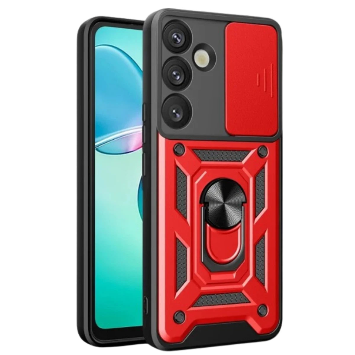 Samsung Galaxy A17 5G Pars Lens Yüzüklü Silikon - Kırmızı