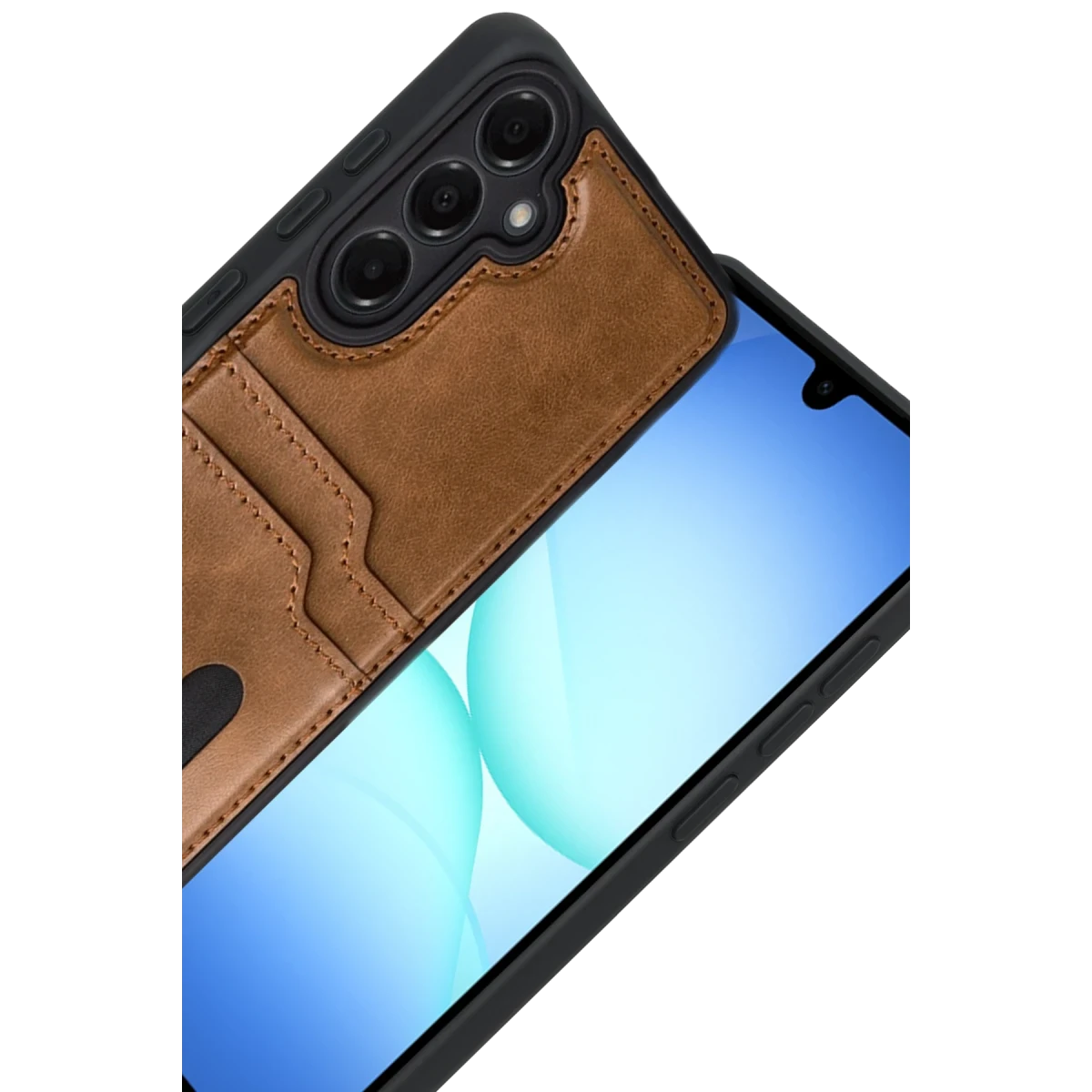 Samsung Galaxy A17 5G Sara Kartvizitli Deri Kılıf - Taba