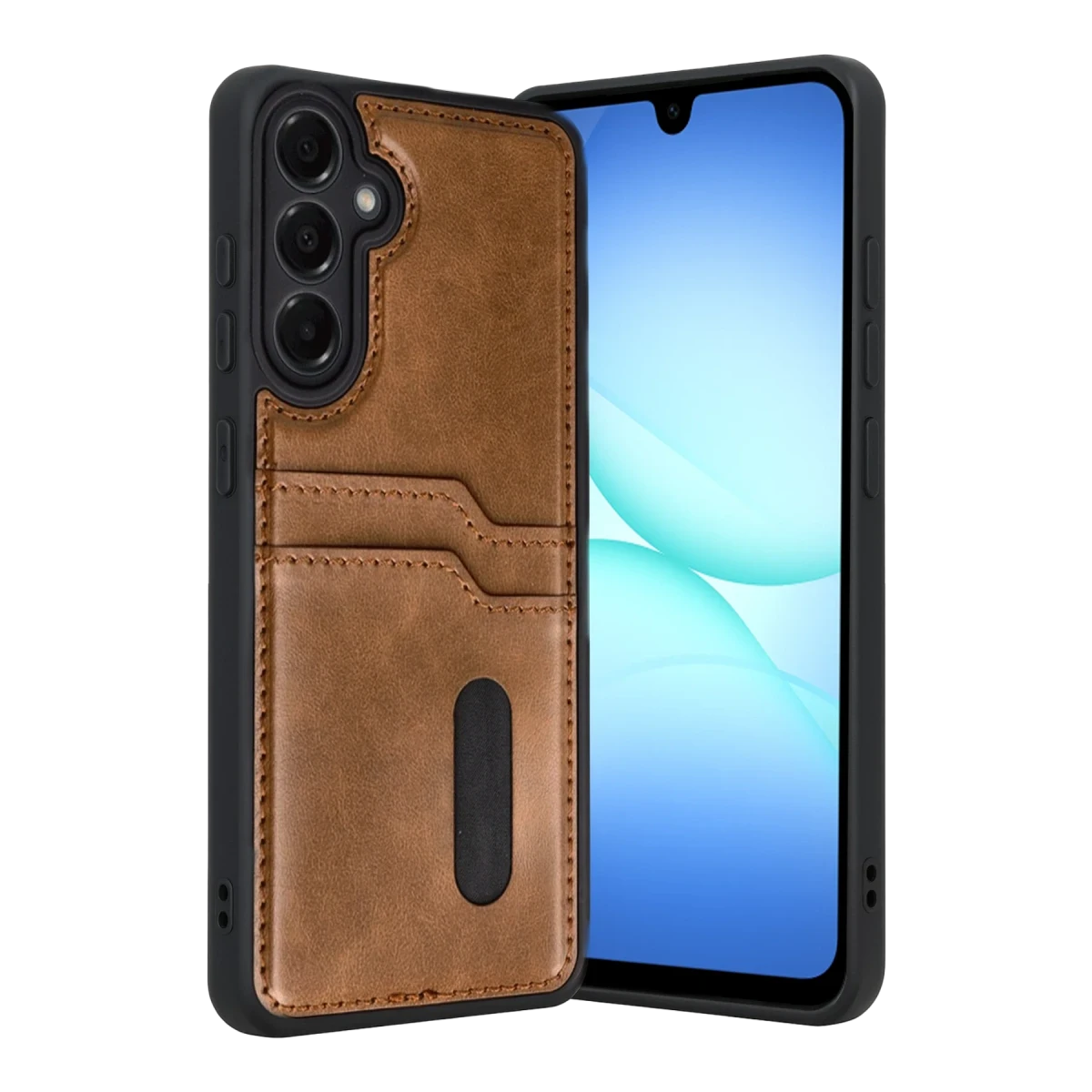 Samsung Galaxy A17 5G Sara Kartvizitli Deri Kılıf - Taba