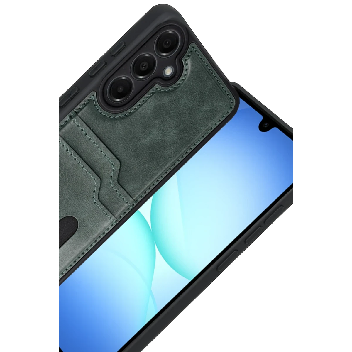 Samsung Galaxy A17 5G Sara Kartvizitli Deri Kılıf - Yeşil