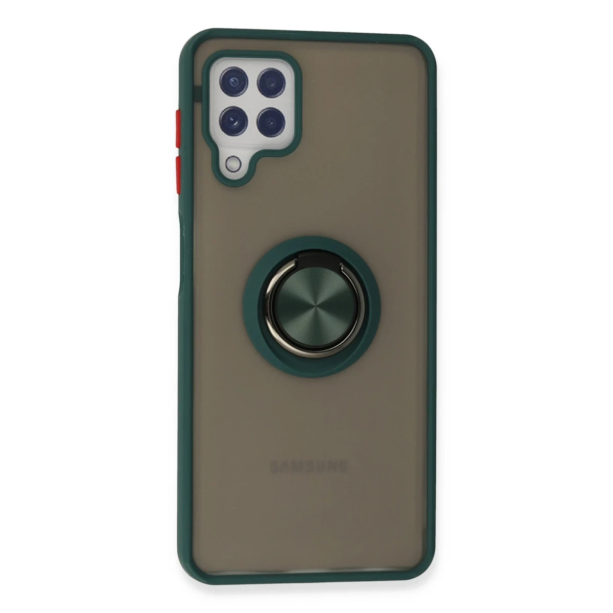 Samsung Galaxy A22 Kılıf Montreal Yüzüklü Silikon Kapak - Yeşil