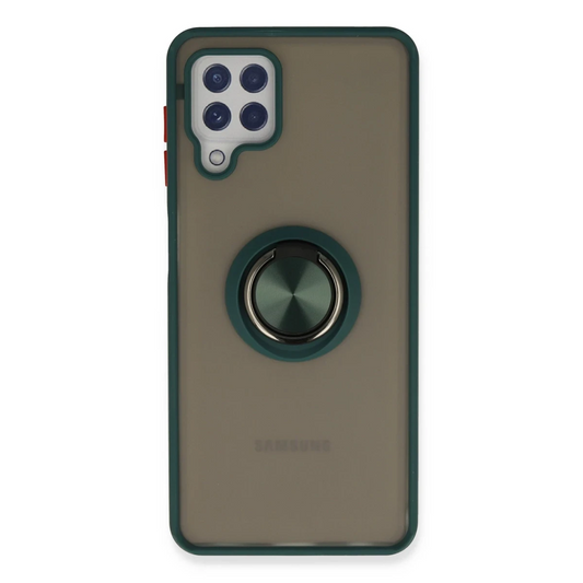 Samsung Galaxy A22 Kılıf Montreal Yüzüklü Silikon Kapak - Yeşil