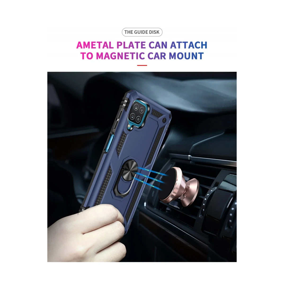 Samsung Galaxy A22 Kılıf Sofya Yüzüklü Silikon Kapak - Lacivert