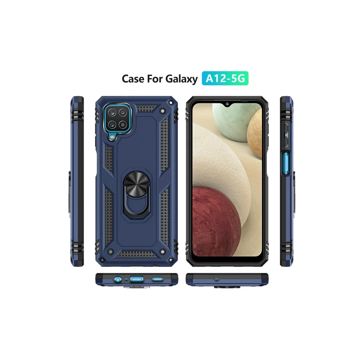 Samsung Galaxy A22 Kılıf Sofya Yüzüklü Silikon Kapak - Lacivert
