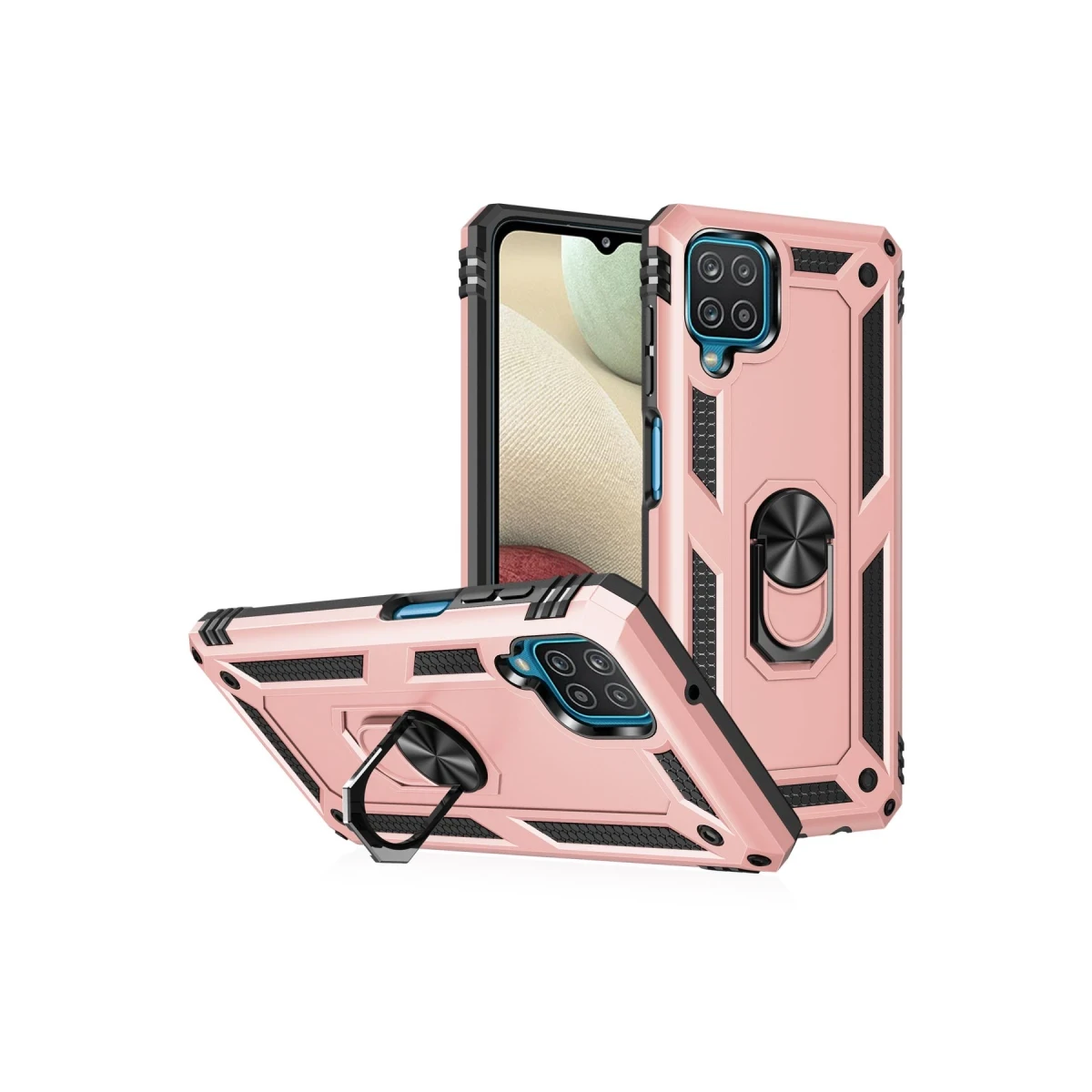 Samsung Galaxy A22 Kılıf Sofya Yüzüklü Silikon Kapak - Rose