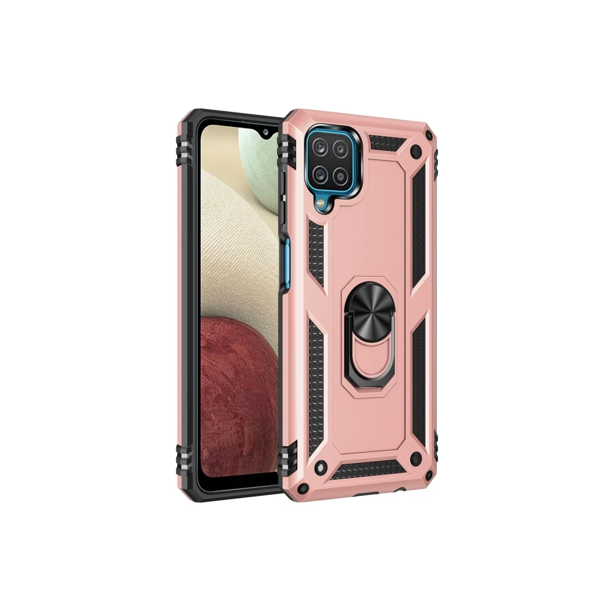 Samsung Galaxy A22 Kılıf Sofya Yüzüklü Silikon Kapak - Rose