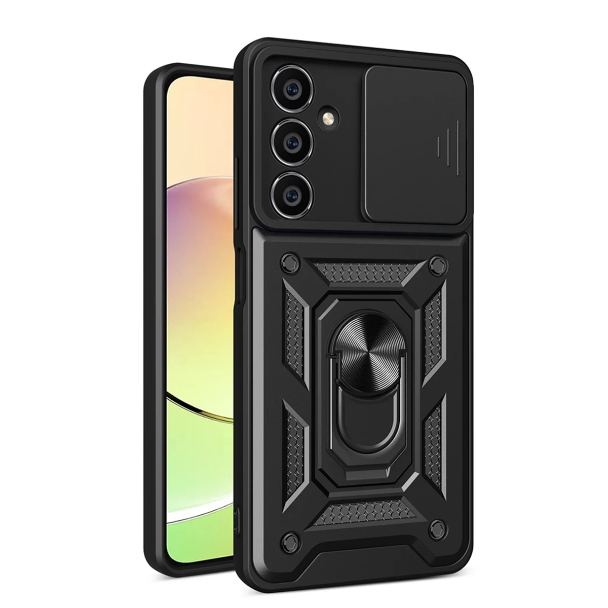 Samsung Galaxy A25 5G Kılıf Pars Lens Yüzüklü Silikon - Siyah