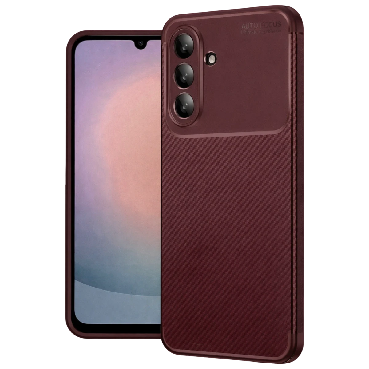 Samsung Galaxy A26 Kılıf Auto Focus Karbon Kapak - Bordo