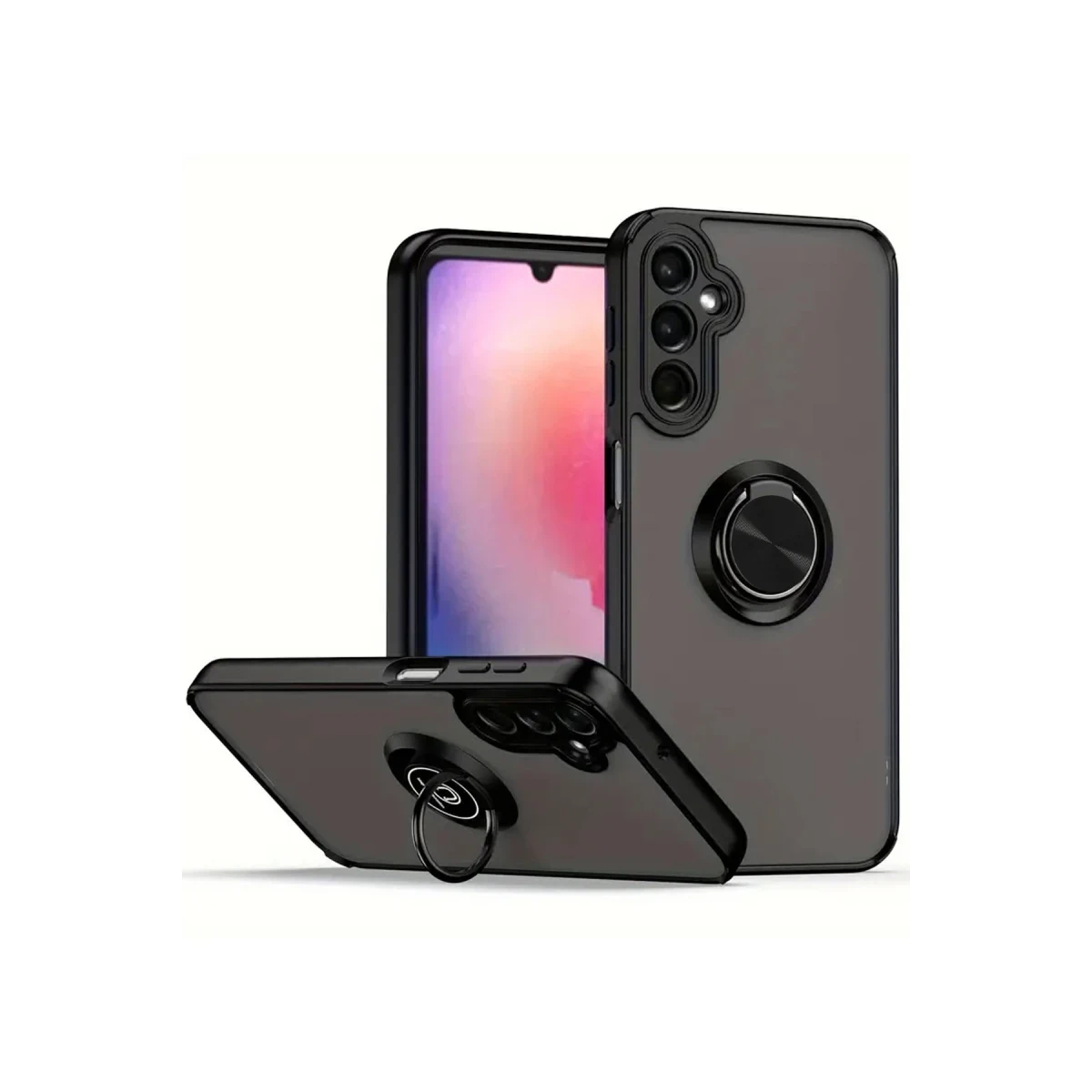 Samsung Galaxy A26 Kılıf Montreal Yüzüklü Silikon Kapak - Siyah