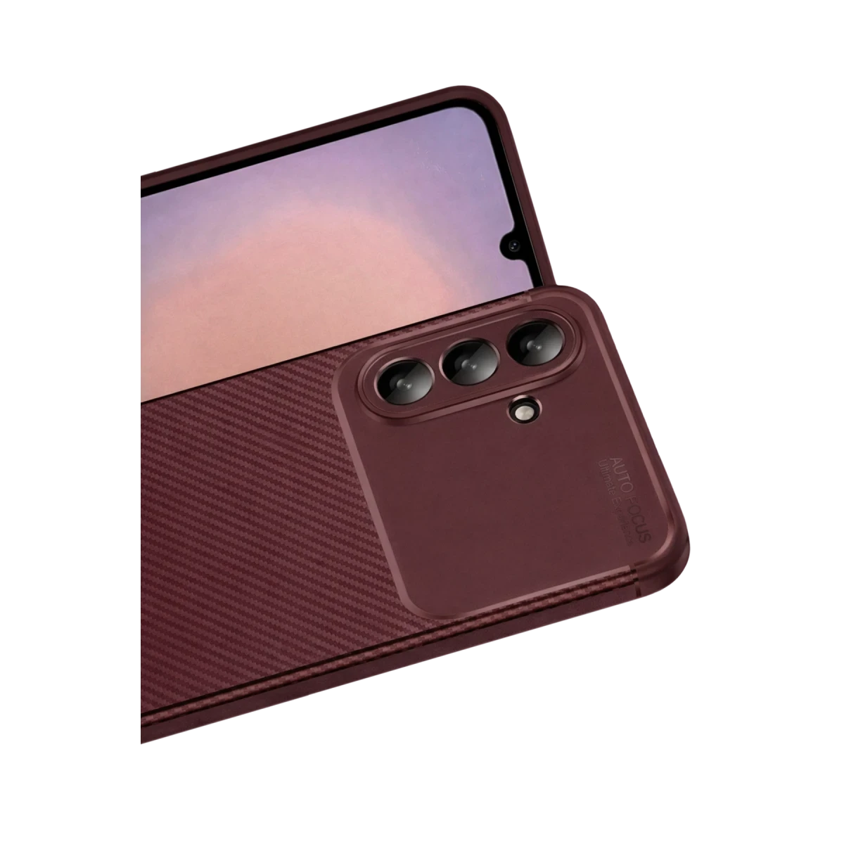 Samsung Galaxy A36 Kılıf Auto Focus Karbon Kapak - Bordo