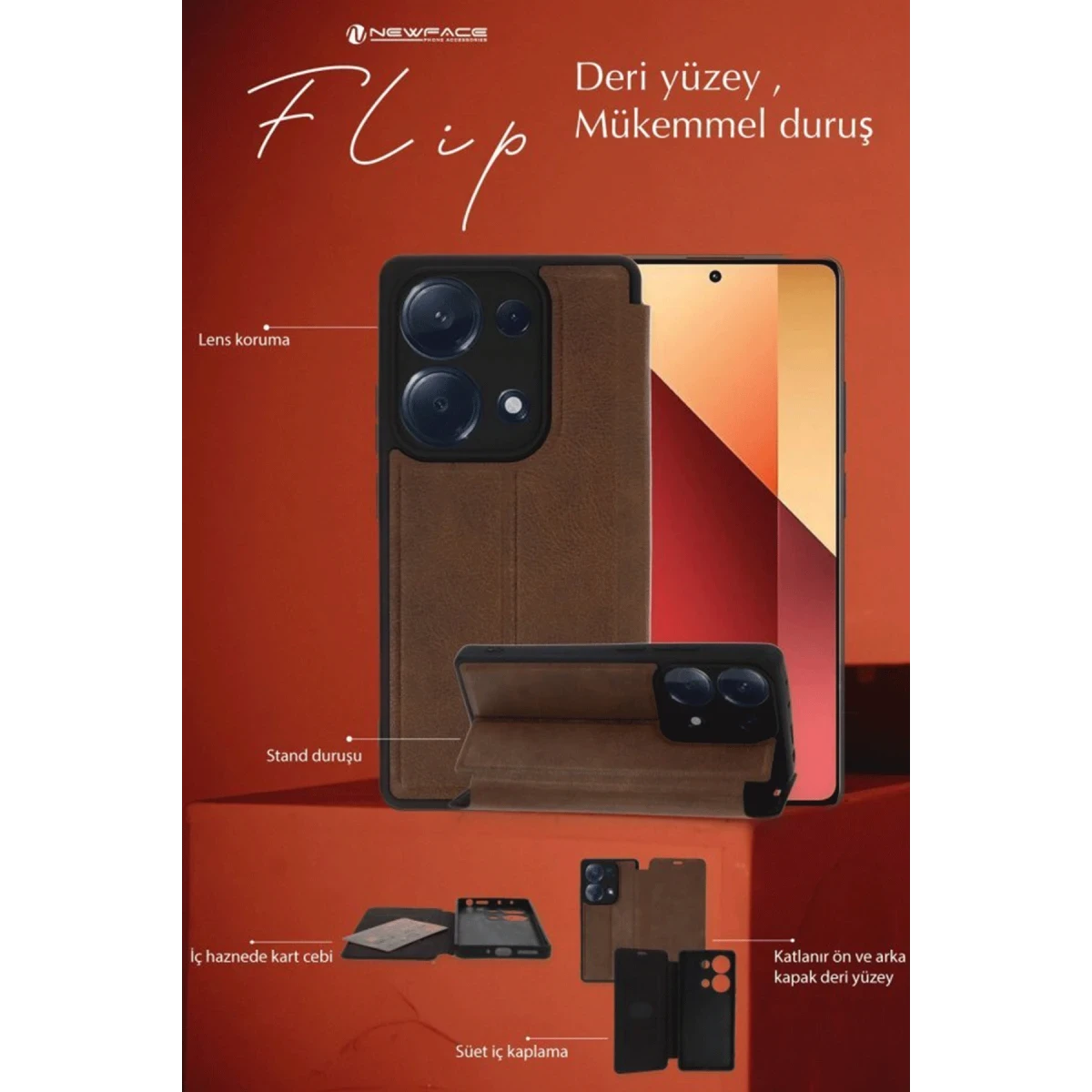 Samsung Galaxy A36 Kılıf Flip Cover - Kırmızı