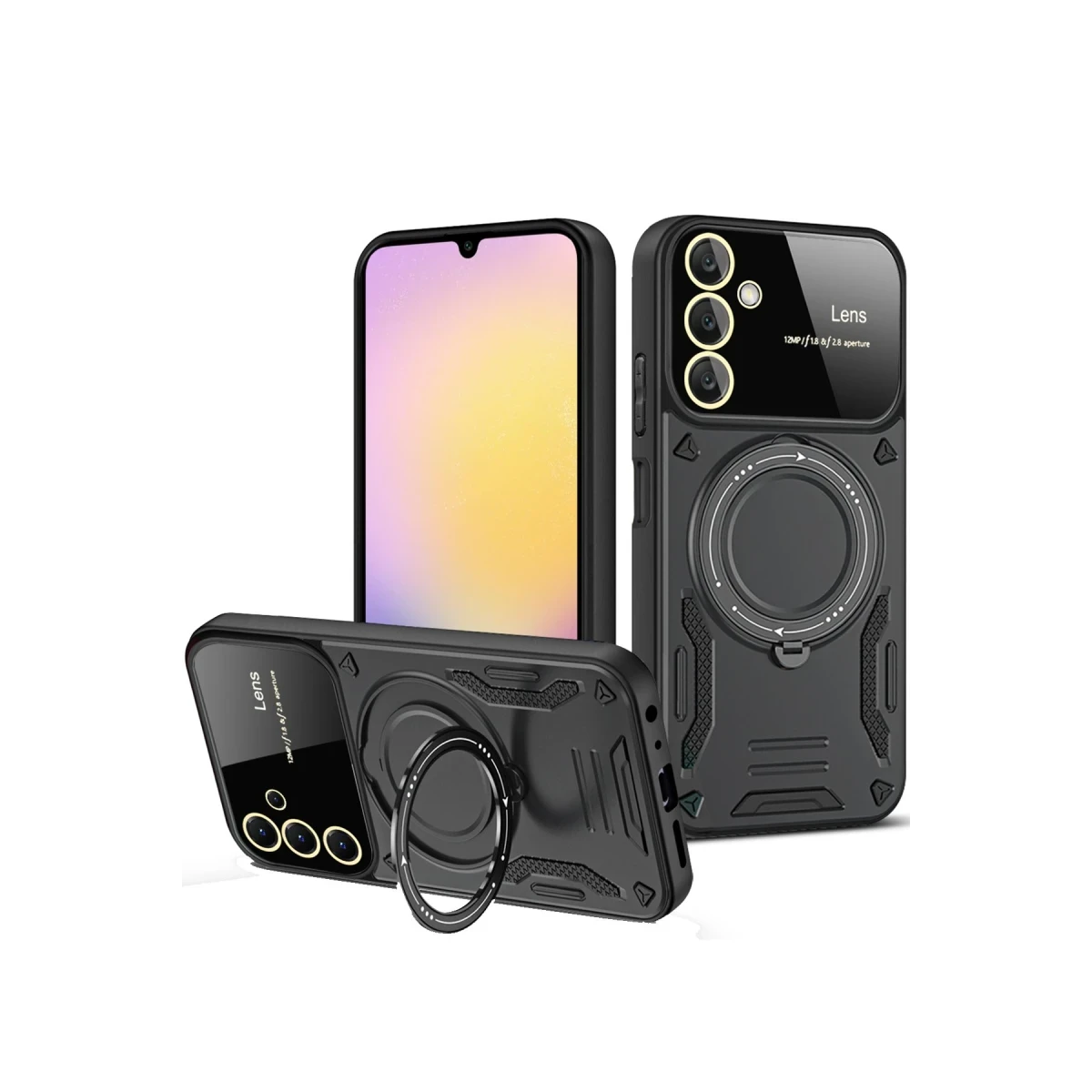 Samsung Galaxy A36 Kılıf Joy Lens Standlı Kapak - Siyah