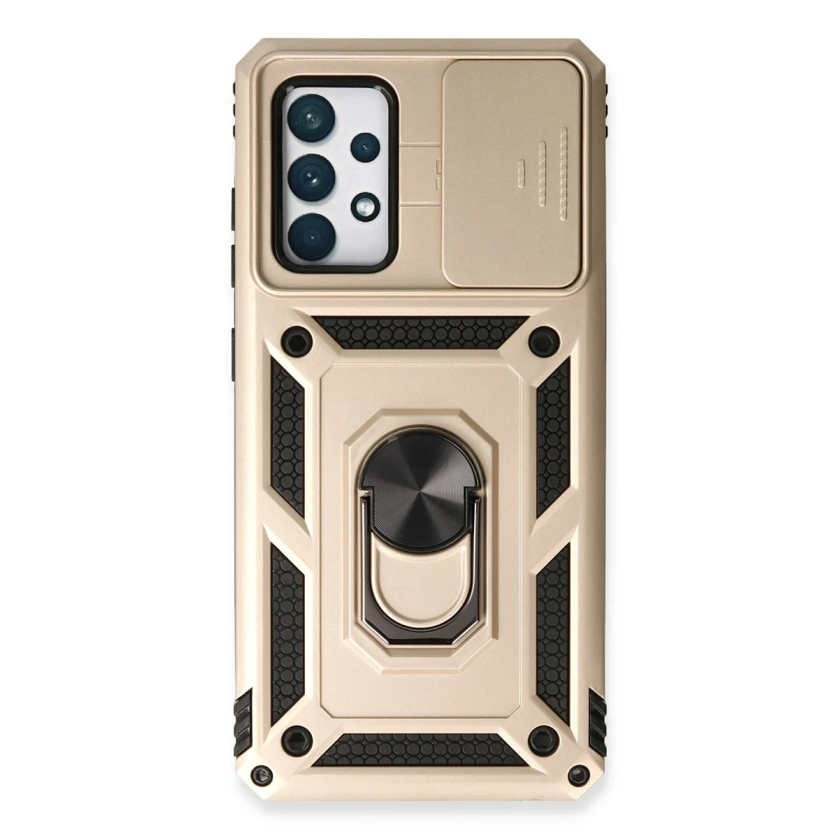 Samsung Galaxy A53 5G Kılıf Pars Lens Yüzüklü Silikon - Gold