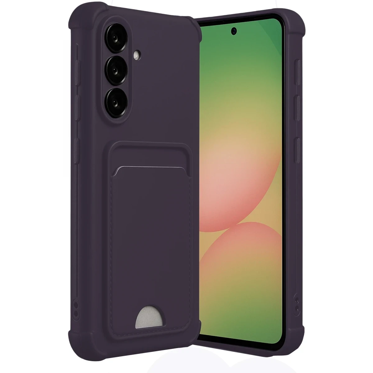 Samsung Galaxy A55 5G Kılıf Kelvin Kartvizitli Silikon - Derin Mor