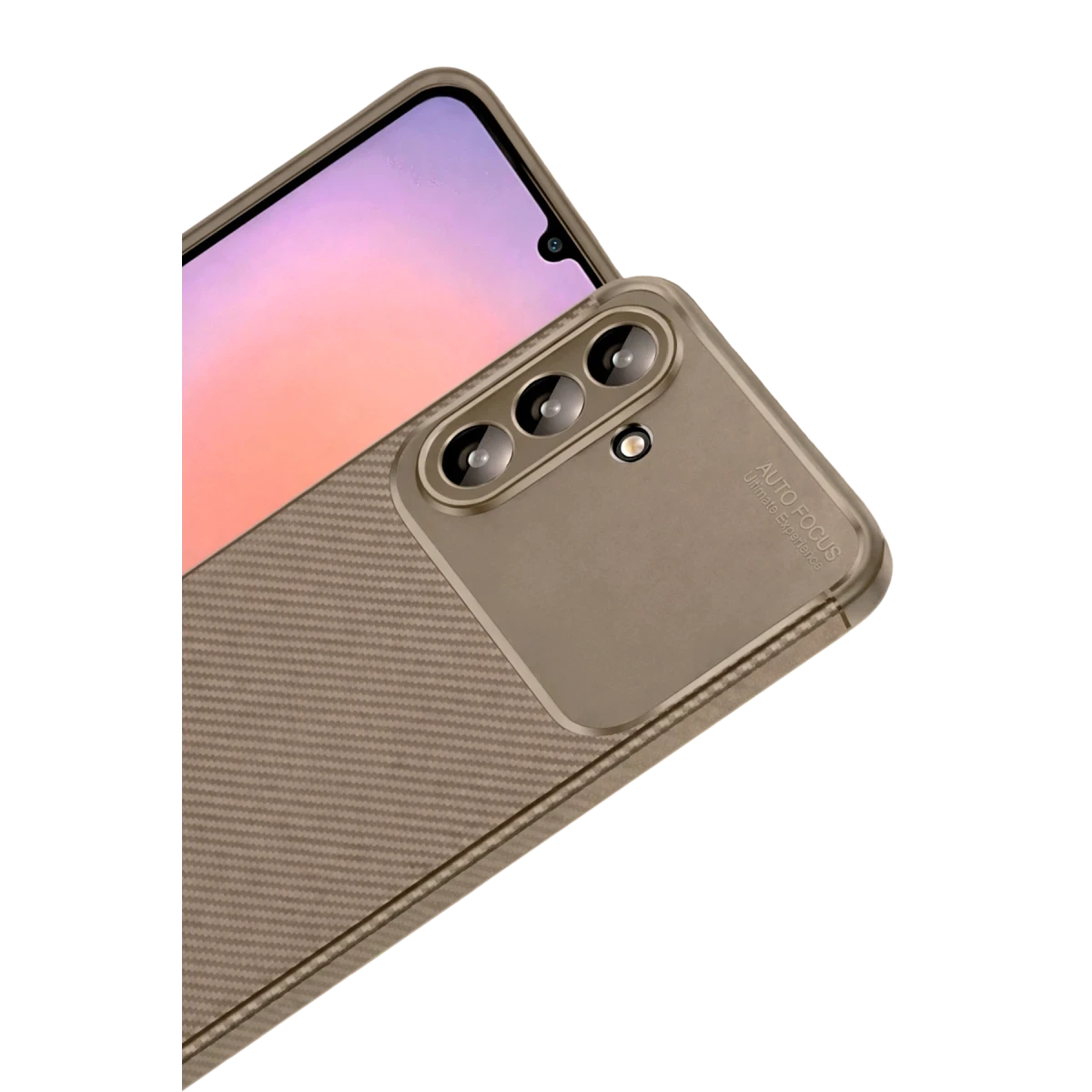 Samsung Galaxy A56 Kılıf Auto Focus Karbon Kapak - Kahverengi