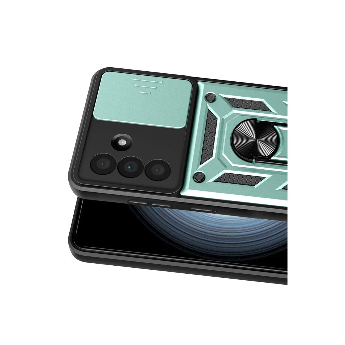 Samsung Galaxy A57 5G Pars Lens Yüzüklü Silikon - Yeşil