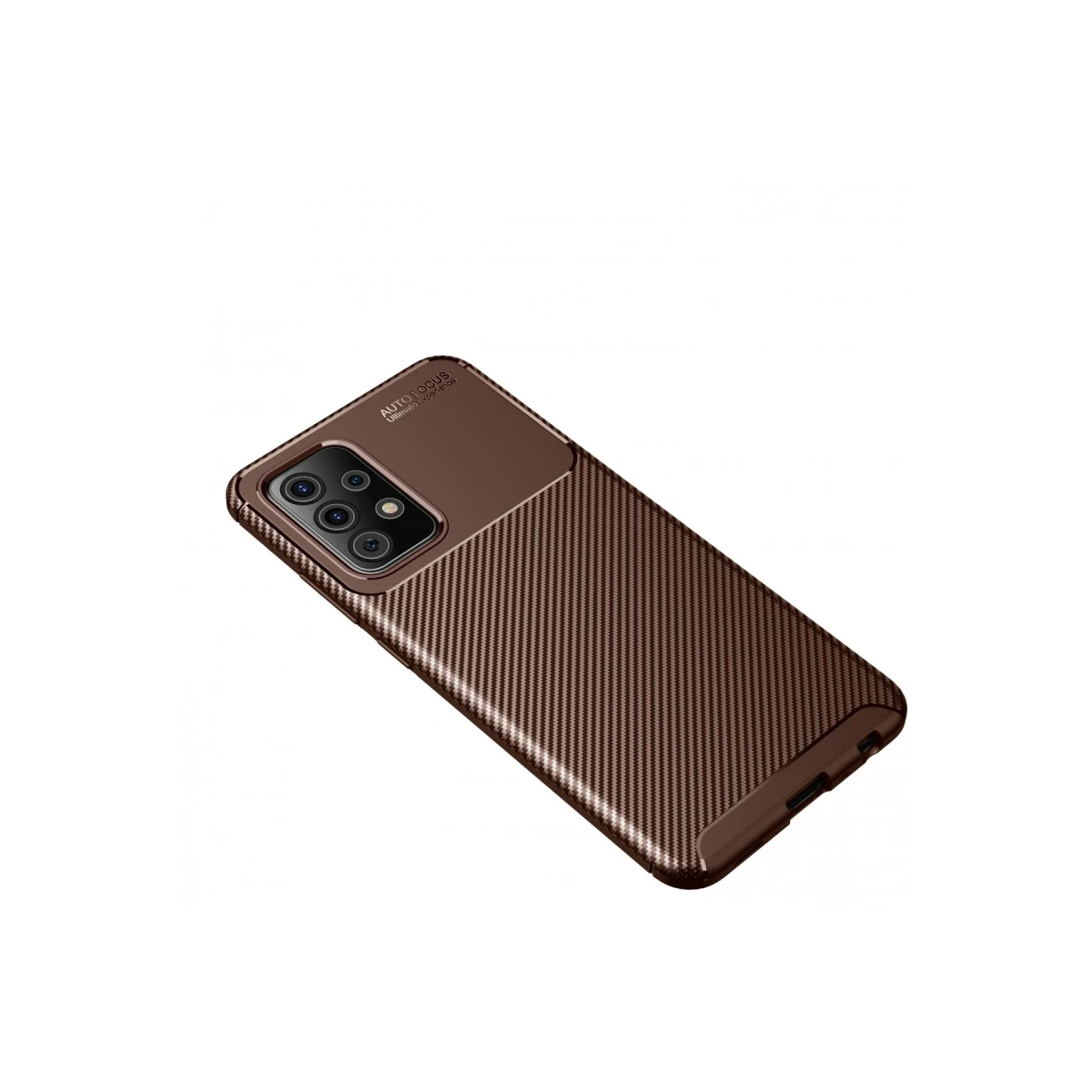 Samsung Galaxy A72 Kılıf Auto Focus Karbon Kapak - Kahverengi