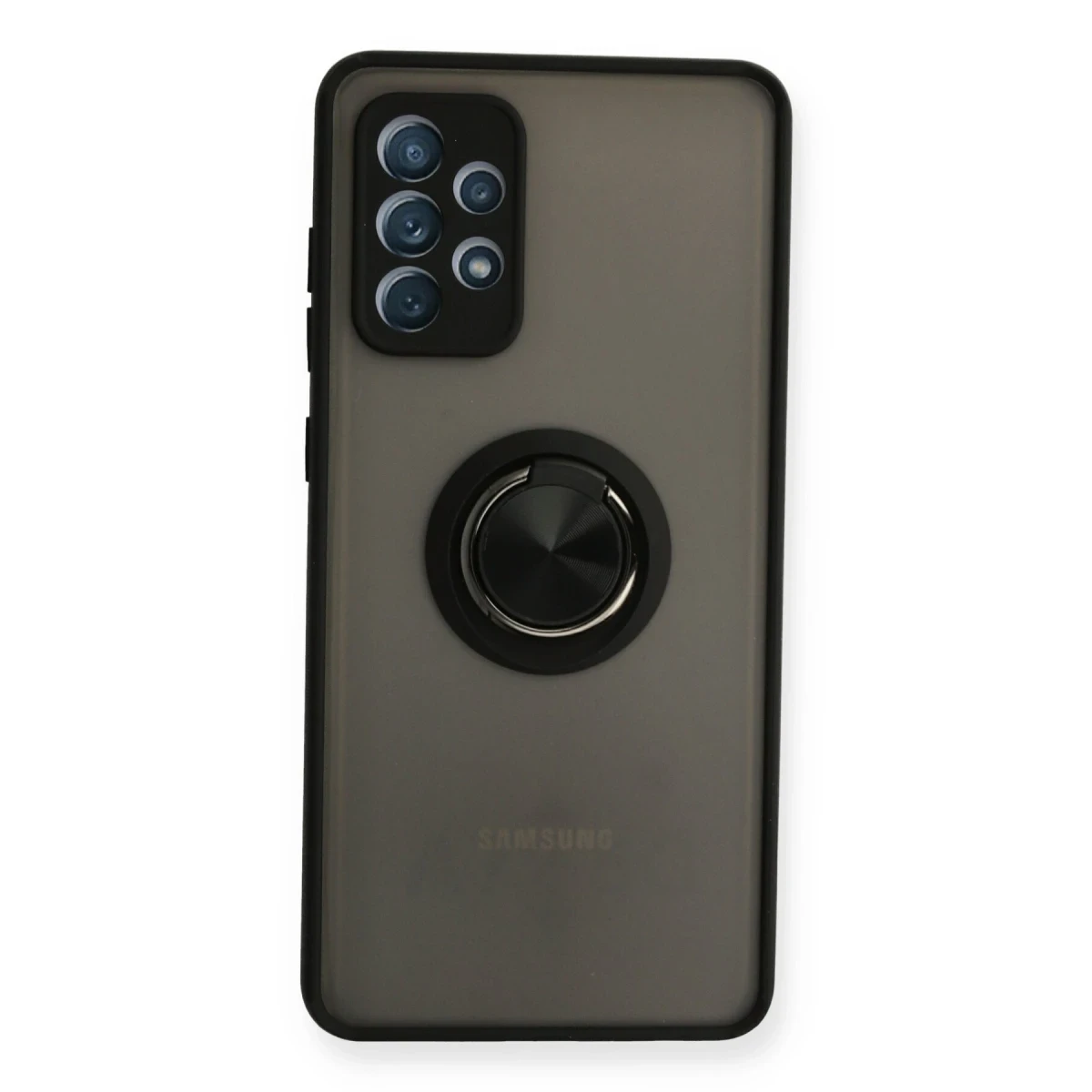 Samsung Galaxy A72 Kılıf Montreal Yüzüklü Silikon Kapak - Siyah