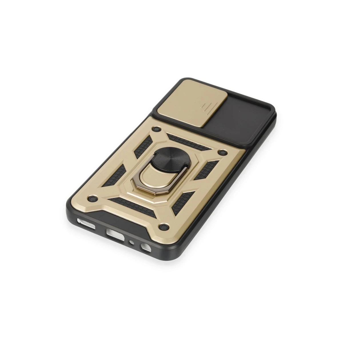 Samsung Galaxy M14 5G Kılıf Pars Lens Yüzüklü Silikon - Gold