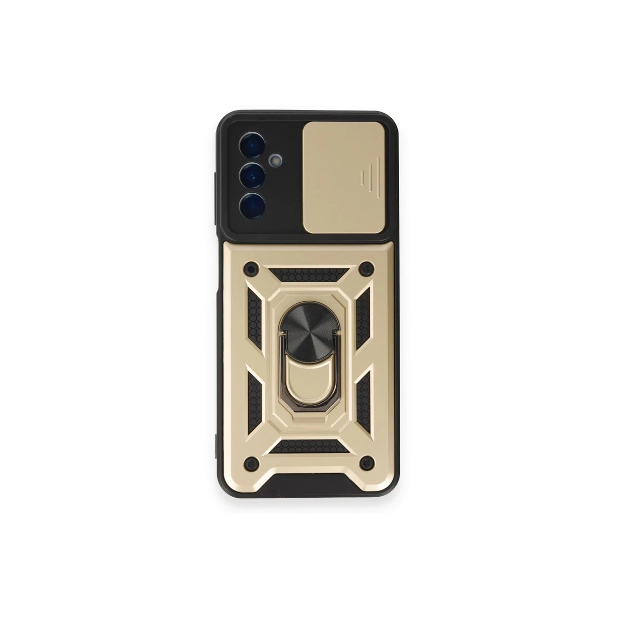 Samsung Galaxy M14 5G Kılıf Pars Lens Yüzüklü Silikon - Gold