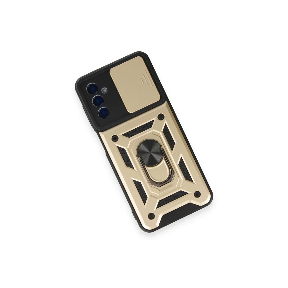 Samsung Galaxy M14 5G Kılıf Pars Lens Yüzüklü Silikon - Gold