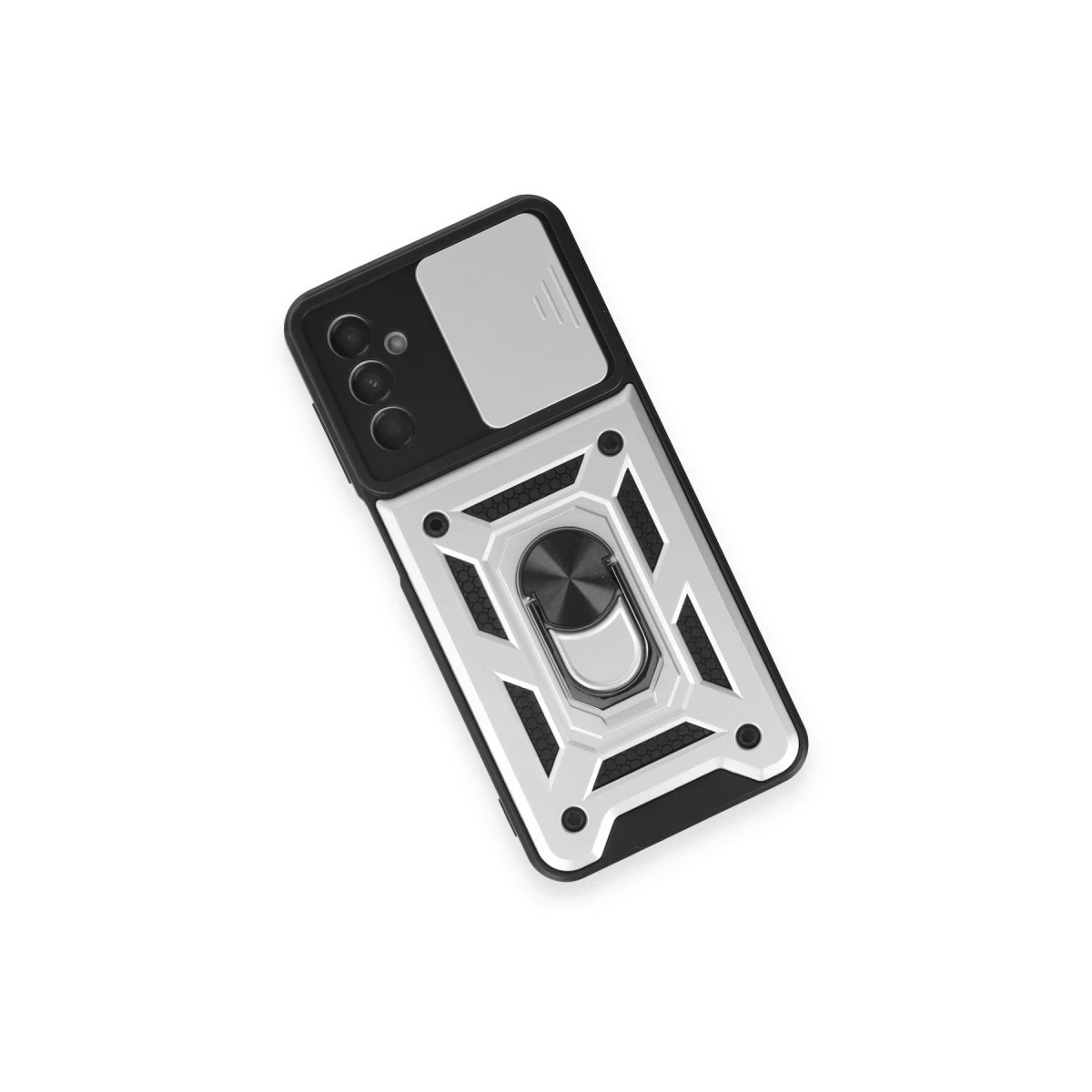Samsung Galaxy M14 5G Kılıf Pars Lens Yüzüklü Silikon - Gümüş