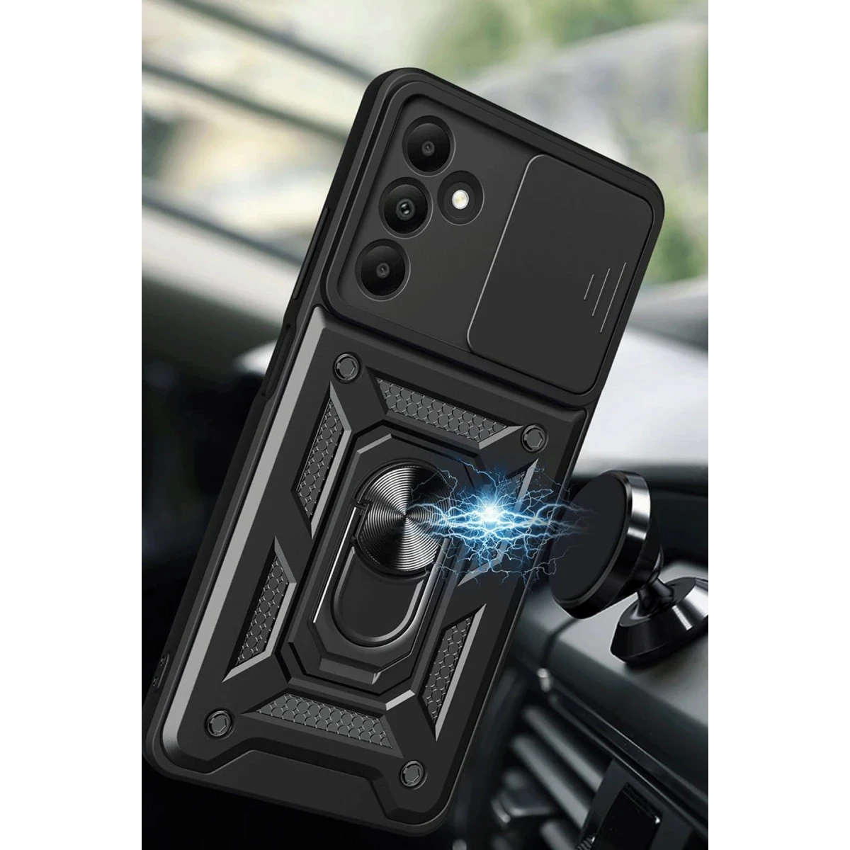 Samsung Galaxy M15 Kılıf Pars Lens Yüzüklü Silikon - Gümüş