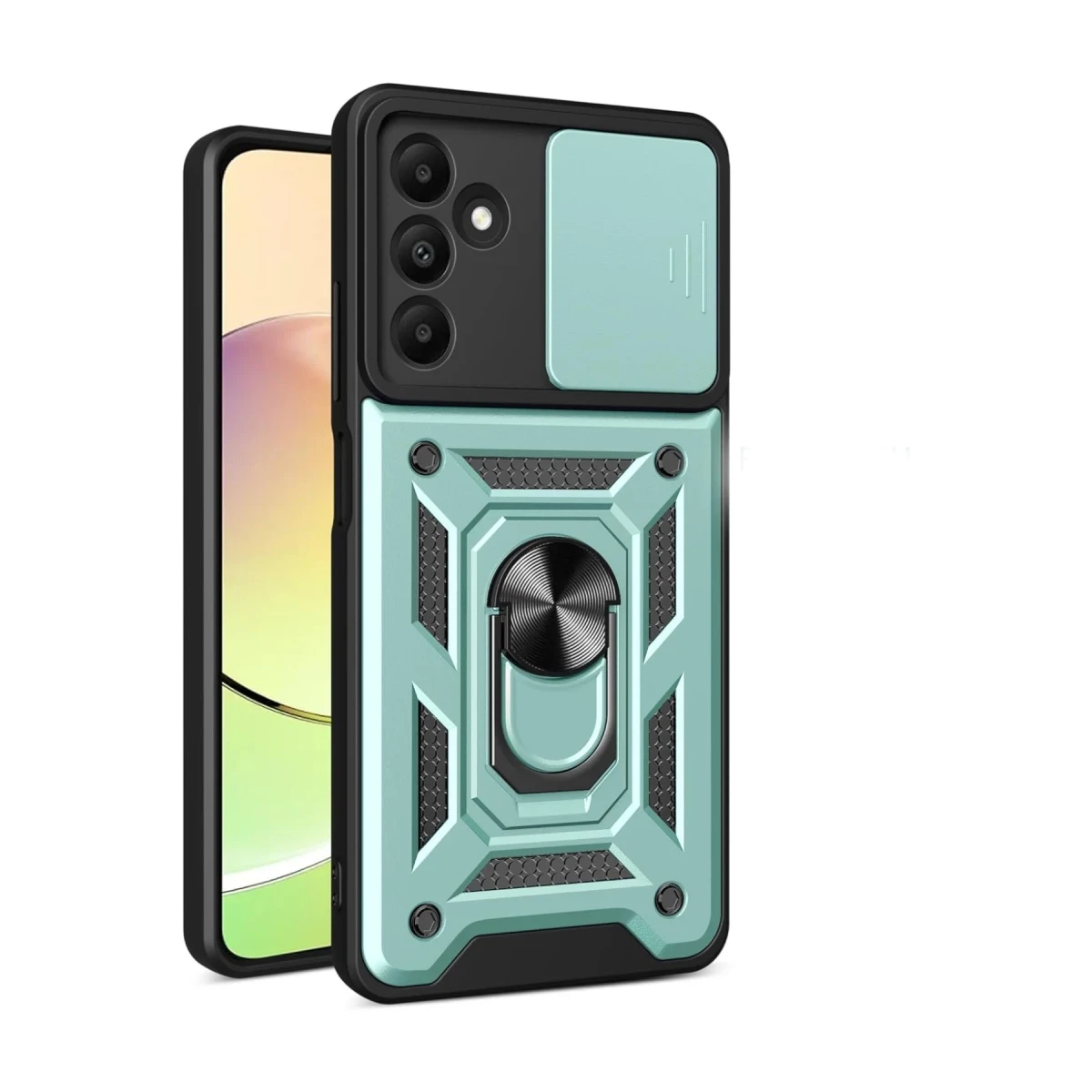 Samsung Galaxy M15 Kılıf Pars Lens Yüzüklü Silikon - Yeşil