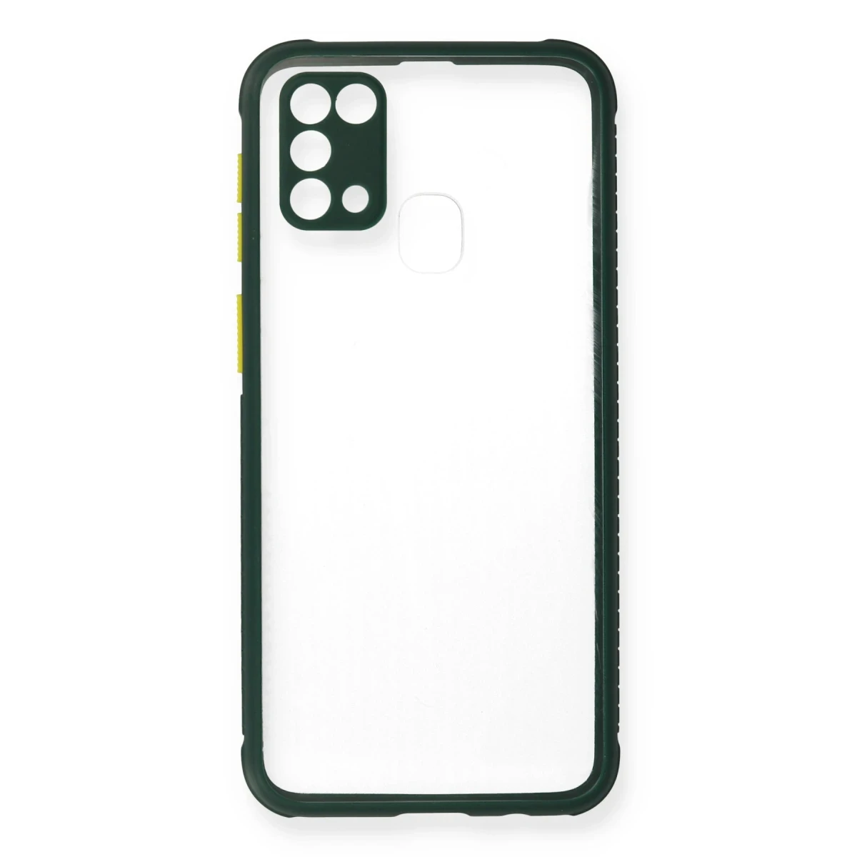 Samsung Galaxy M31 Kılıf Miami Şeffaf Silikon - Koyu Yeşil