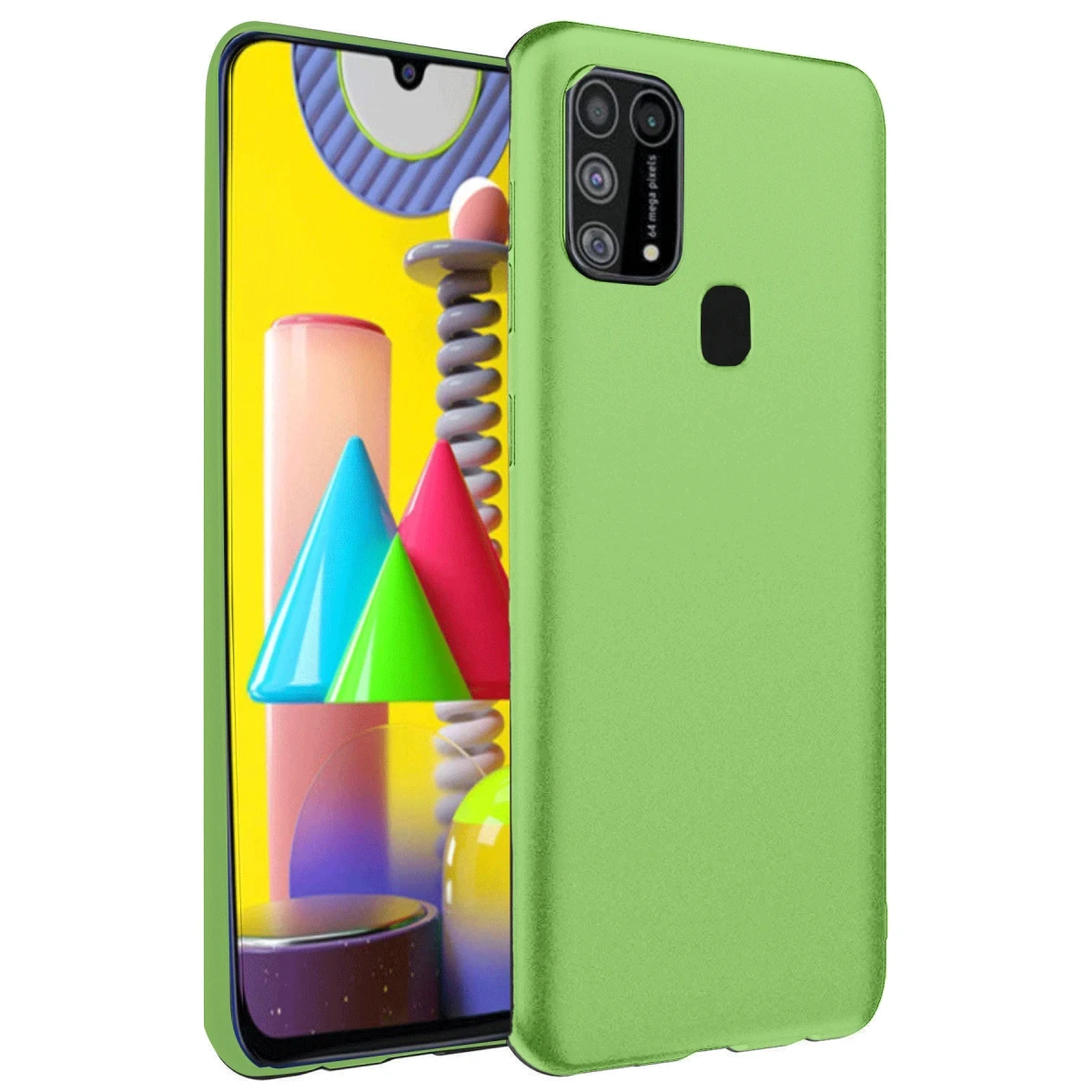 Samsung Galaxy M31 Kılıf Nano içi Kadife Silikon - Yeşil