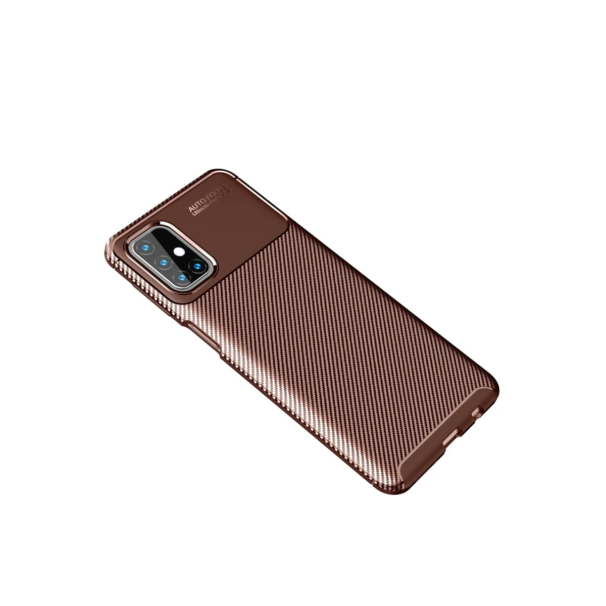 Samsung Galaxy M31S Kılıf Auto Focus Karbon Kapak - Kahverengi