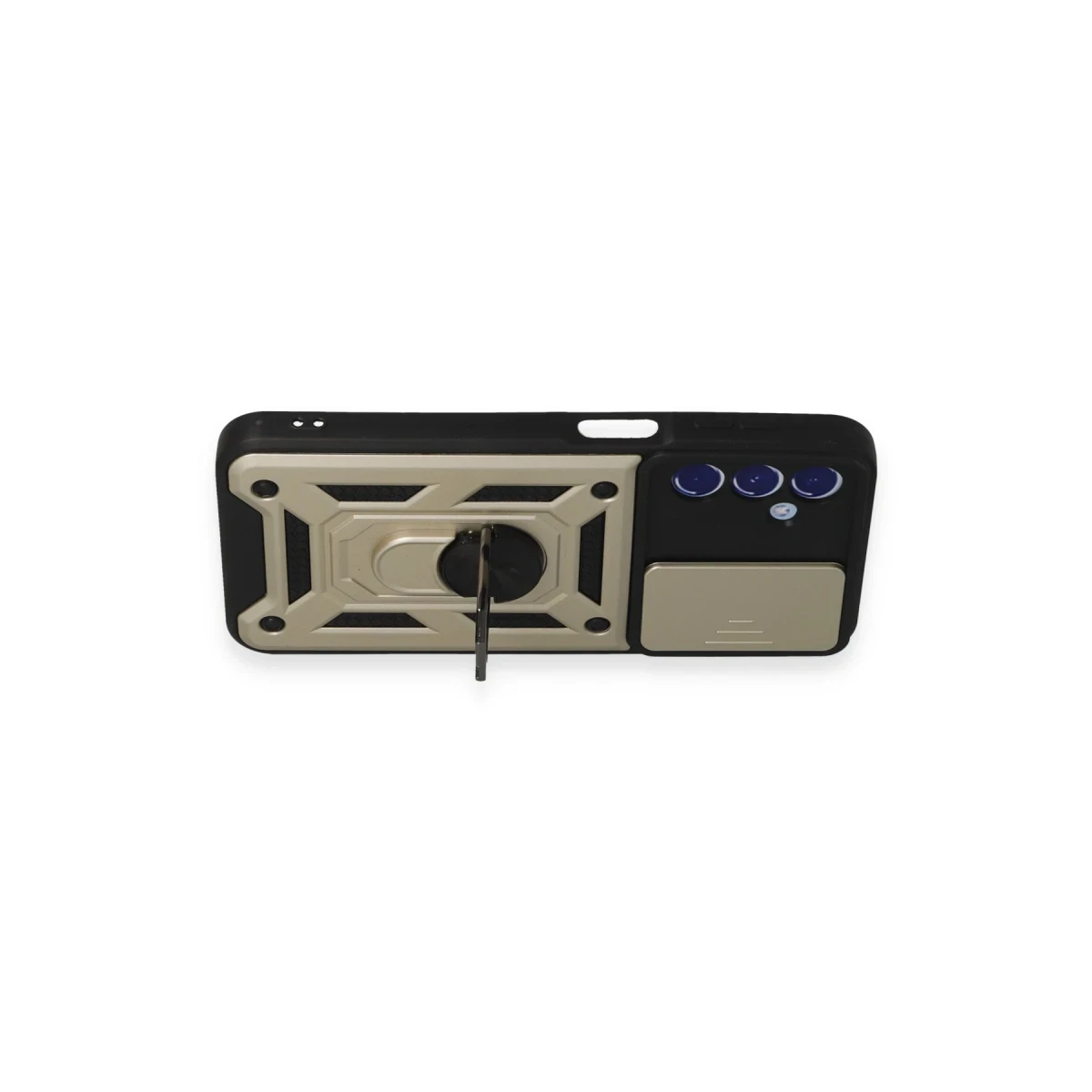 Samsung Galaxy M34 5G Kılıf Pars Lens Yüzüklü Silikon - Gold
