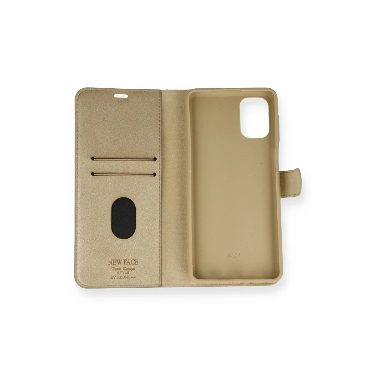 Samsung Galaxy M51 Trend S Plus Kapaklı Kılıf - Gold