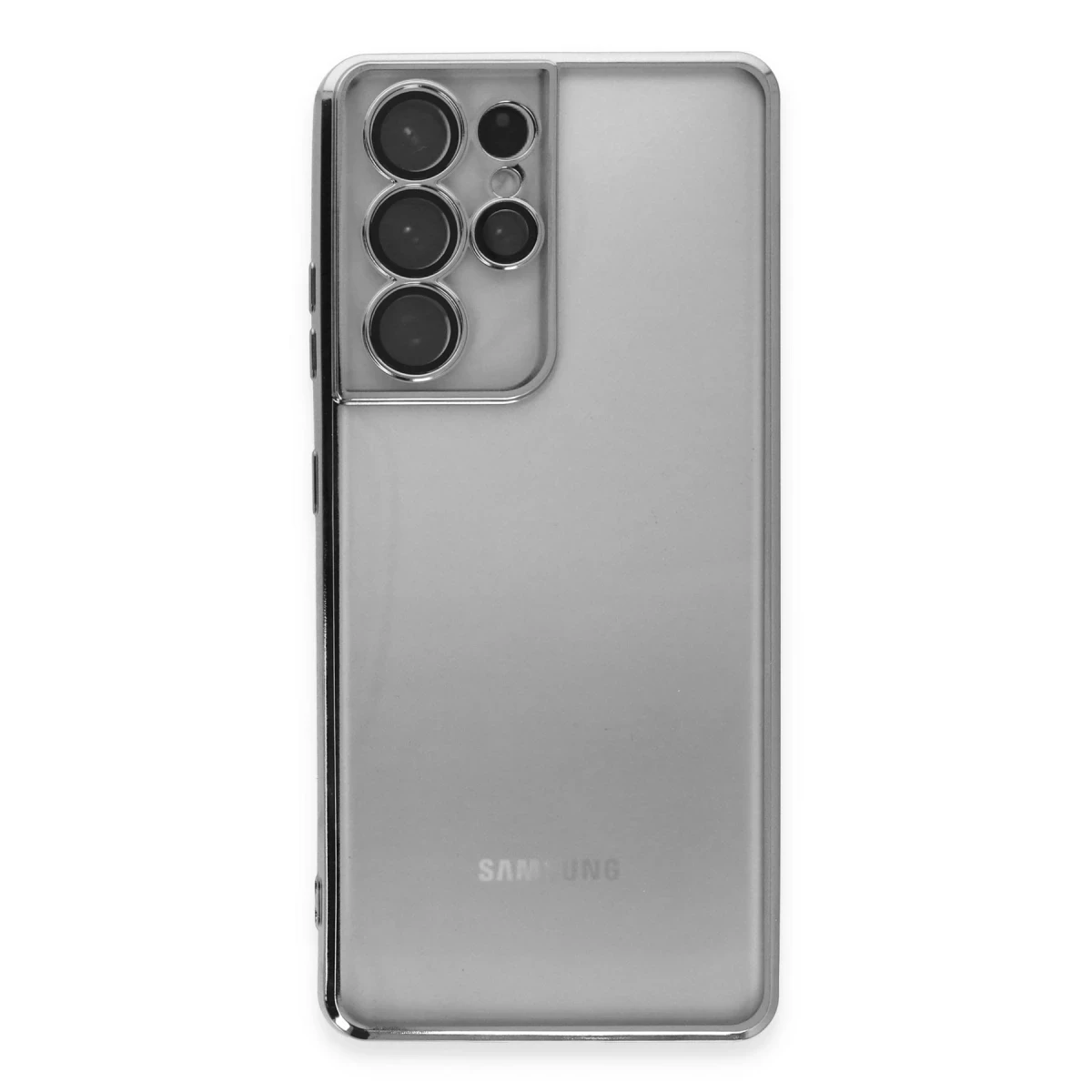 Samsung Galaxy S21 Ultra Kılıf Razer Lensli Silikon - Gümüş