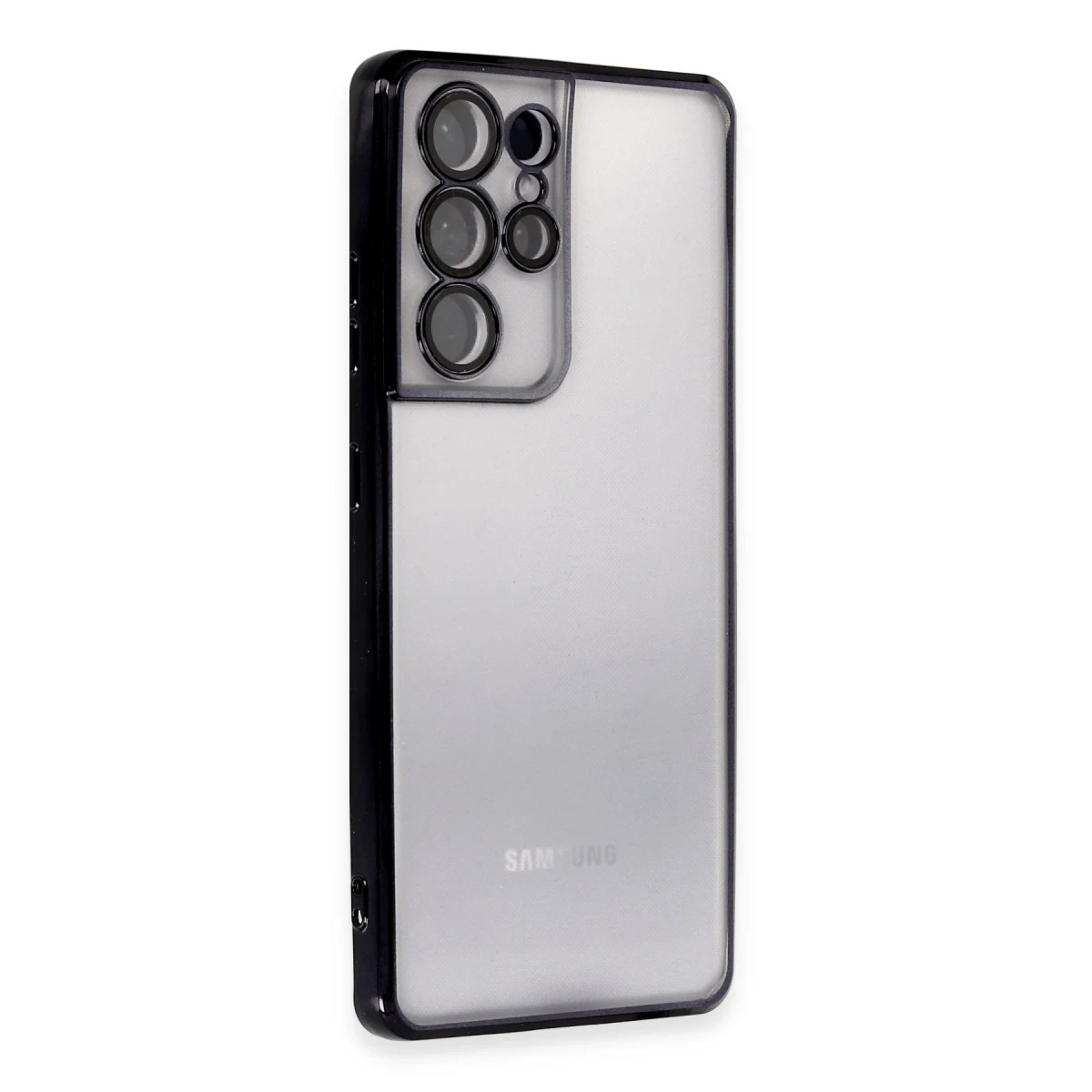 Samsung Galaxy S21 Ultra Kılıf Razer Lensli Silikon - Siyah