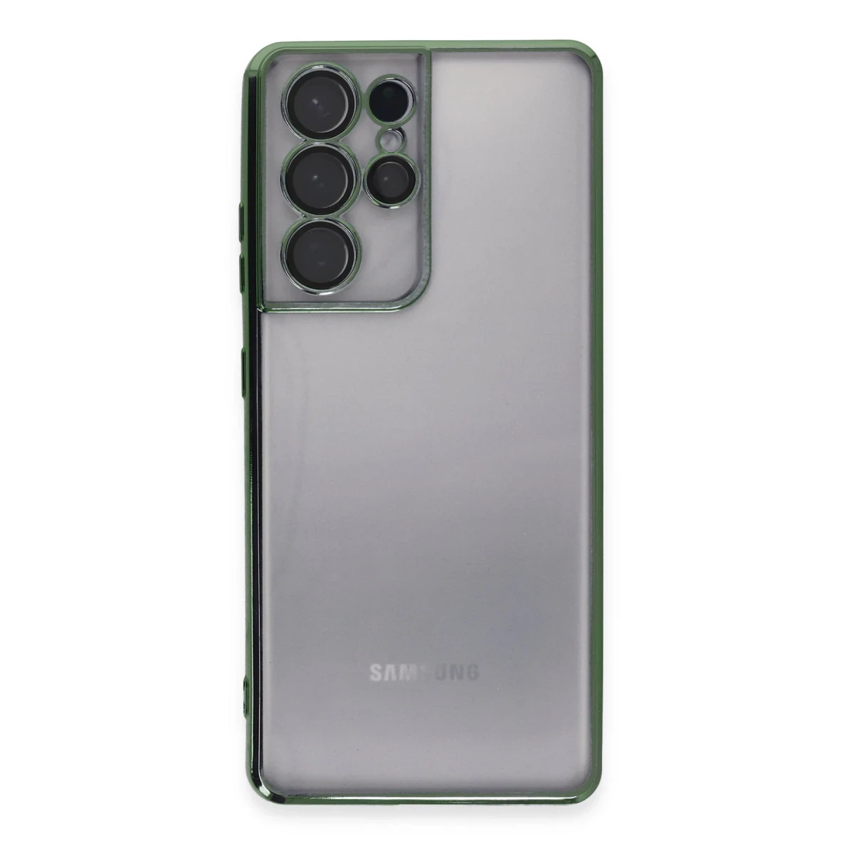Samsung Galaxy S21 Ultra Kılıf Razer Lensli Silikon - Yeşil