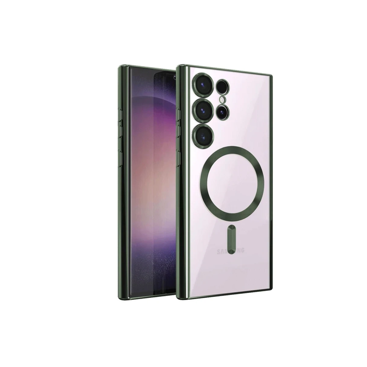 Samsung Galaxy S22 Ultra Kılıf Kross Magneticsafe Kapak - Koyu Yeşil