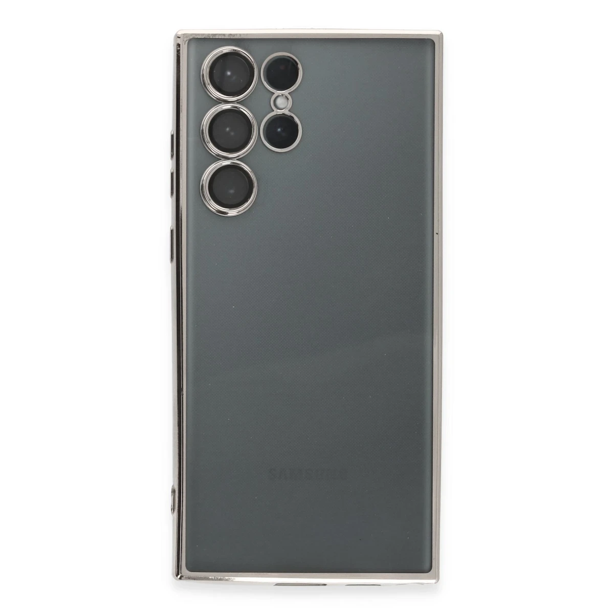 Samsung Galaxy S22 Ultra Kılıf Razer Lensli Silikon - Gümüş