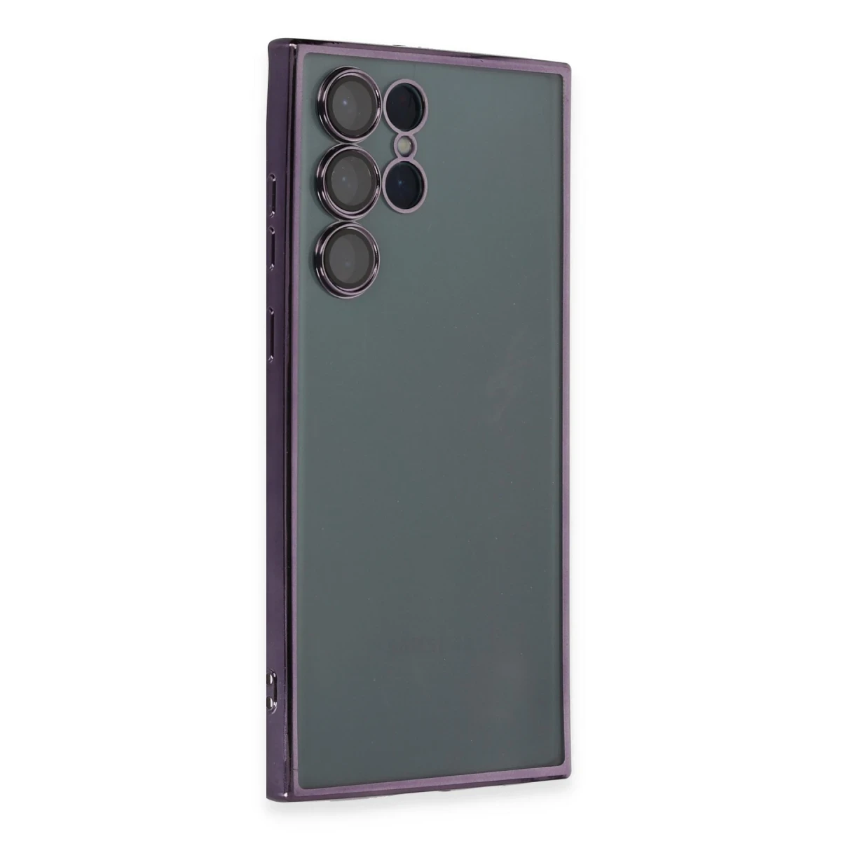 Samsung Galaxy S22 Ultra Kılıf Razer Lensli Silikon - Mor