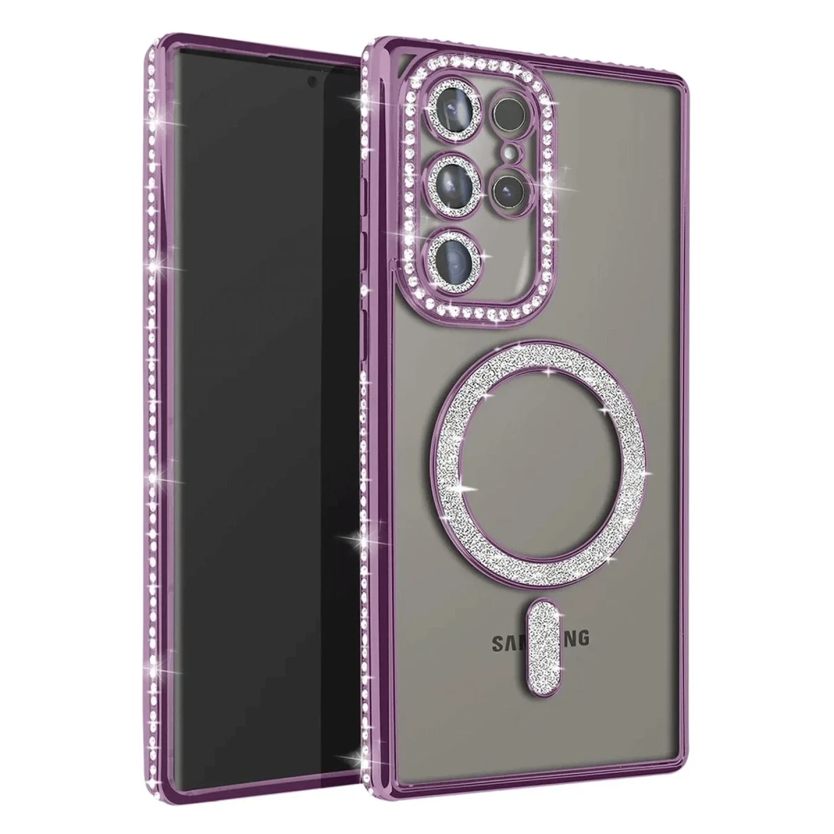 Samsung Galaxy S23 Ultra Joke Simli Magneticsafe Kılıf - Derin Mor