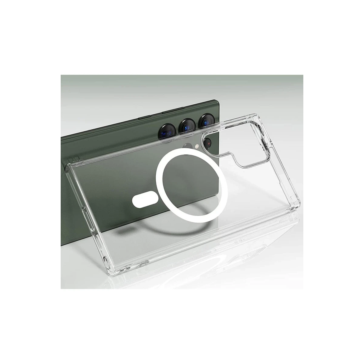 Samsung Galaxy S23 Ultra Kılıf Magneticsafe Şeffaf Silikon - Şeffaf