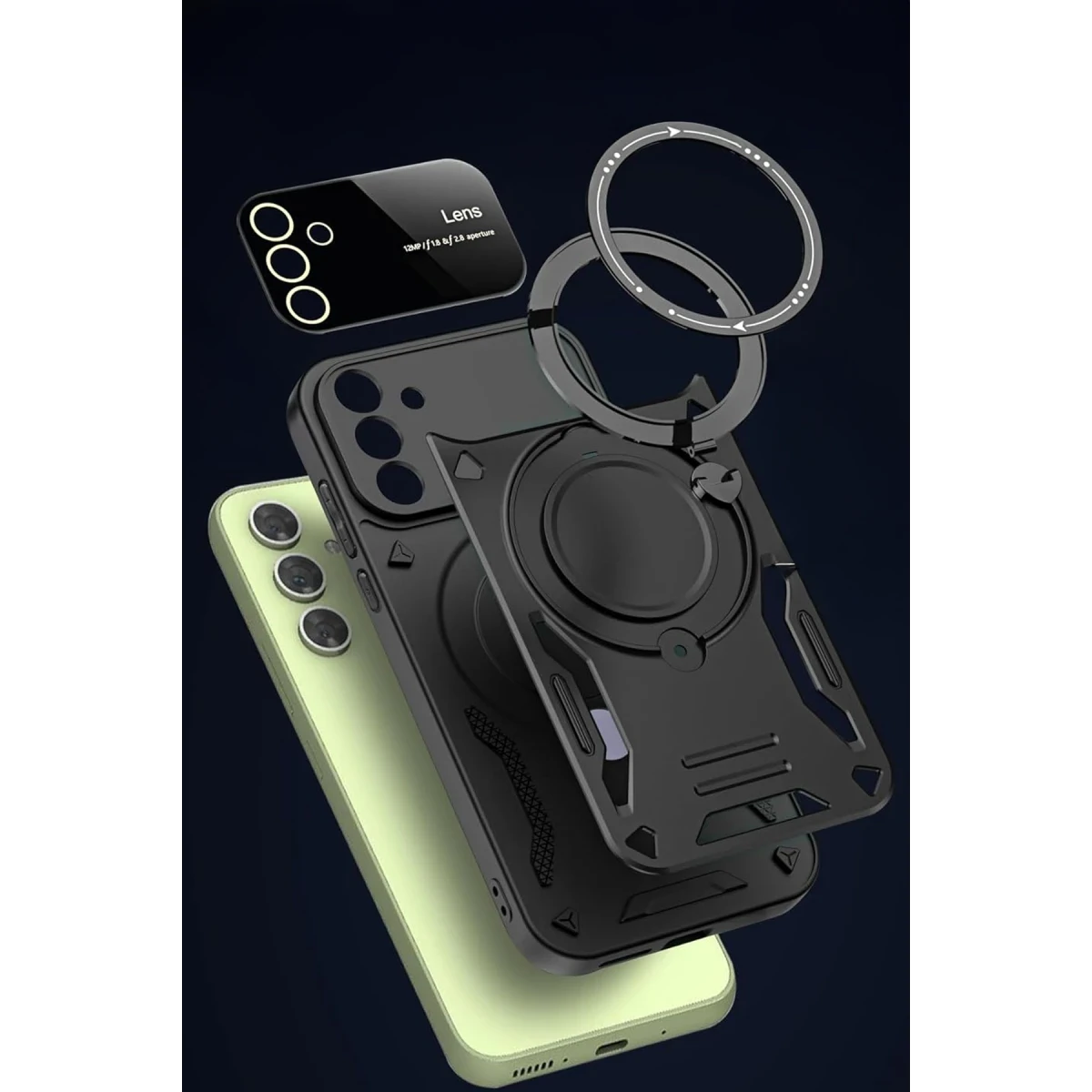 Samsung Galaxy S24 FE Kılıf Joy Lens Standlı Kapak - Kırmızı