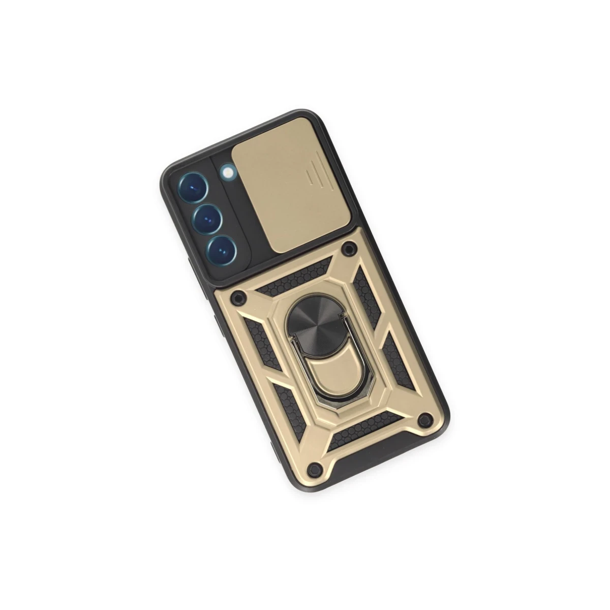 Samsung Galaxy S24 Kılıf Pars Lens Yüzüklü Silikon - Gold