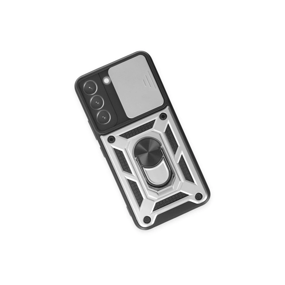 Samsung Galaxy S24 Kılıf Pars Lens Yüzüklü Silikon - Gümüş